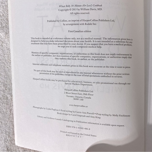 Collins Wheat Belly 30 Min (Or Less) Cookbook William Davis MD - Picture 4 of 12